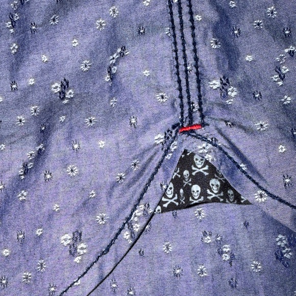 Robert Graham Patterned Men's Long Sleeve Button Up Dress Shirt Navy Blue Sz L - Picture 4 of 7